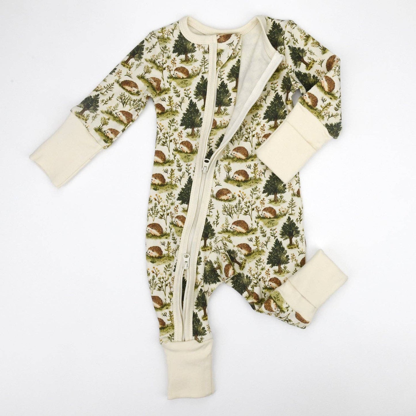 Earthy - Organic Cotton Baby Pajamas 2-Way Zip Front Zipper Sleeper, Caraway: 0-3M