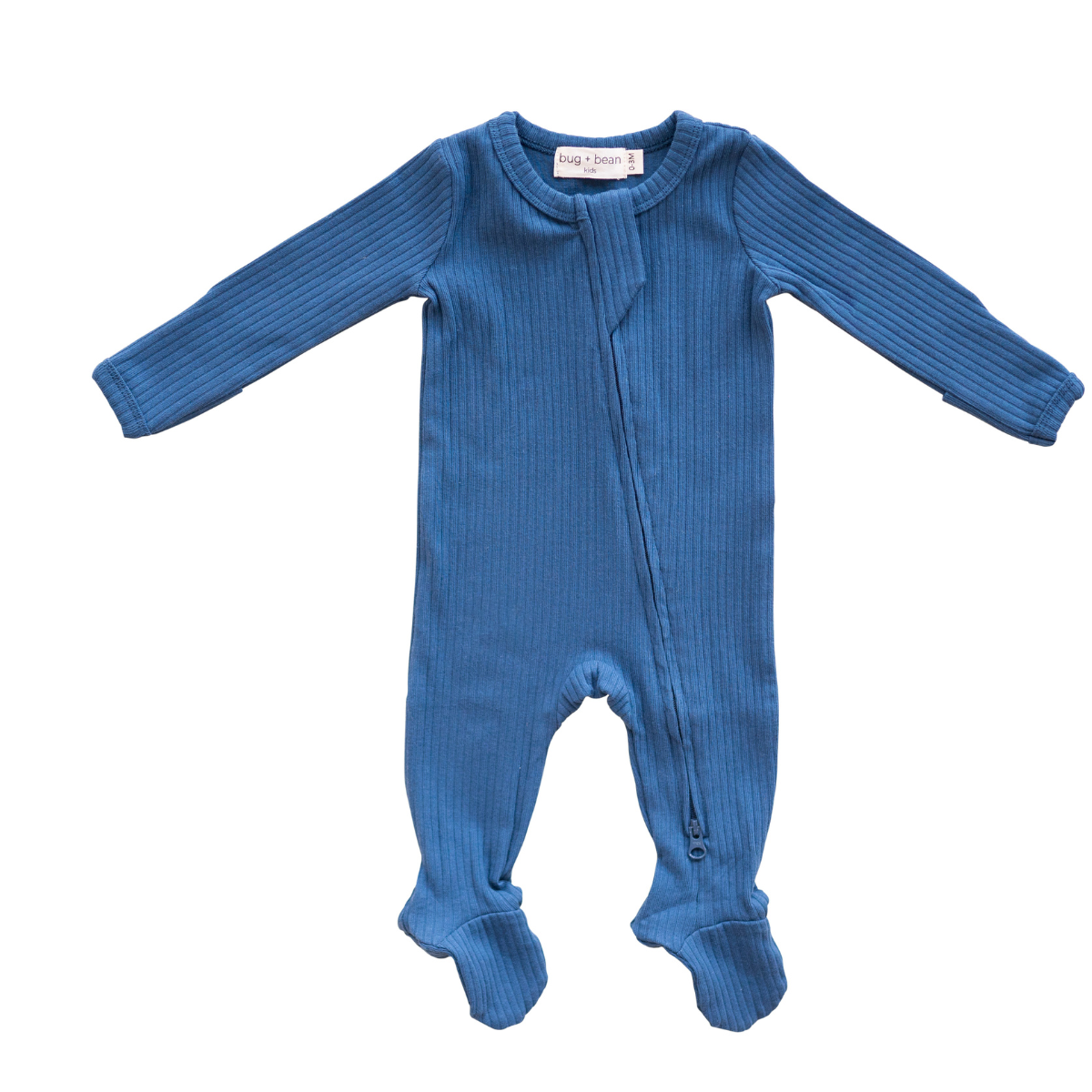 Organic Cotton Ribbed Footie - Ocean Blue: 6-12m