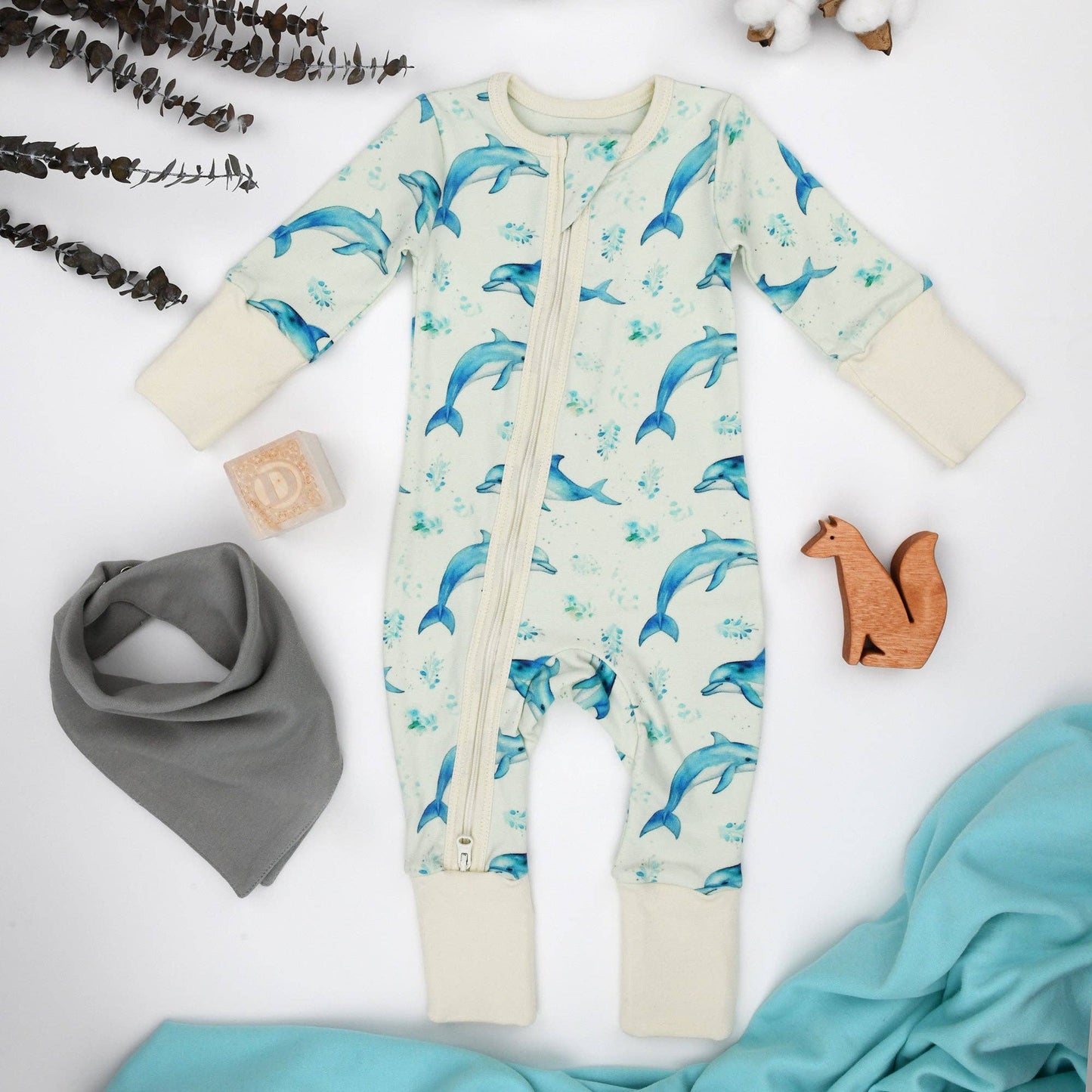 Earthy - Organic Cotton Baby Pajamas 2-Way Zip Front Zipper Sleeper, Flipper: 0-3M