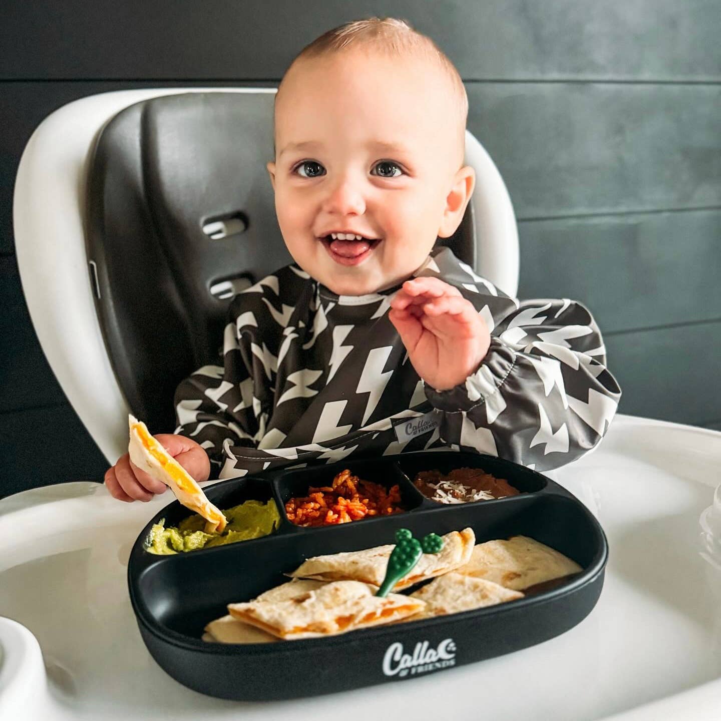 The Grayson Long Sleeve Bib - Lightning Bolts: Blackout