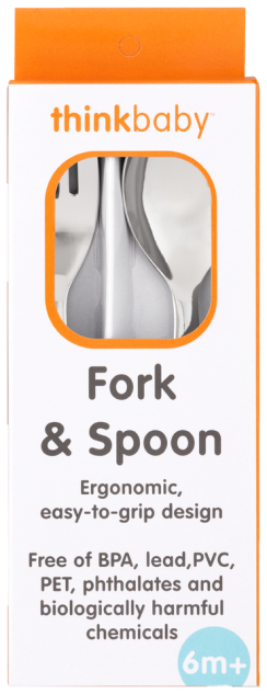 Thinkbaby Spoon and Fork Set - Grey