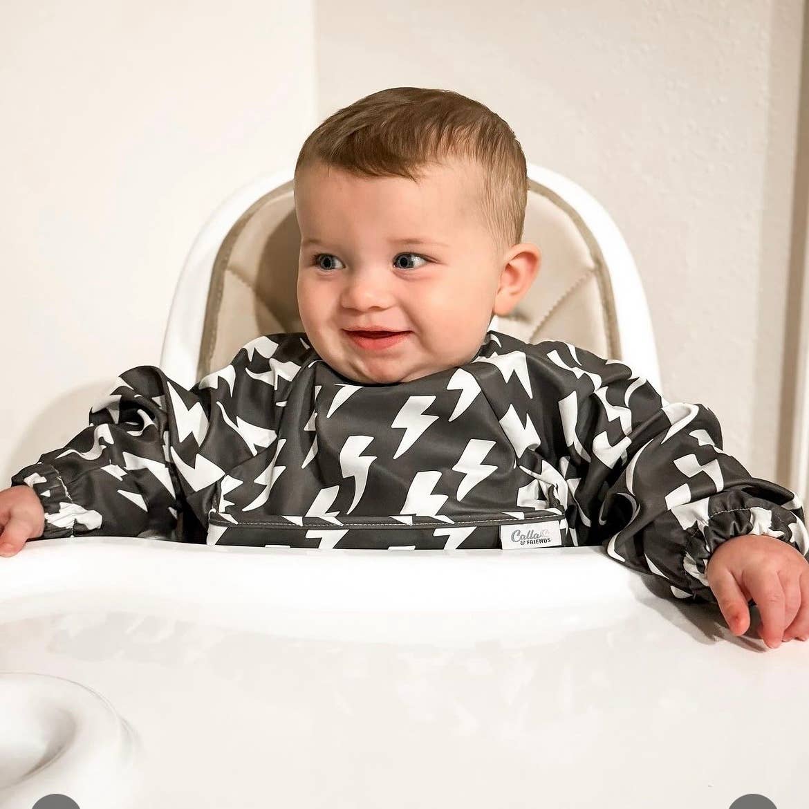 The Grayson Long Sleeve Bib - Lightning Bolts: Blackout