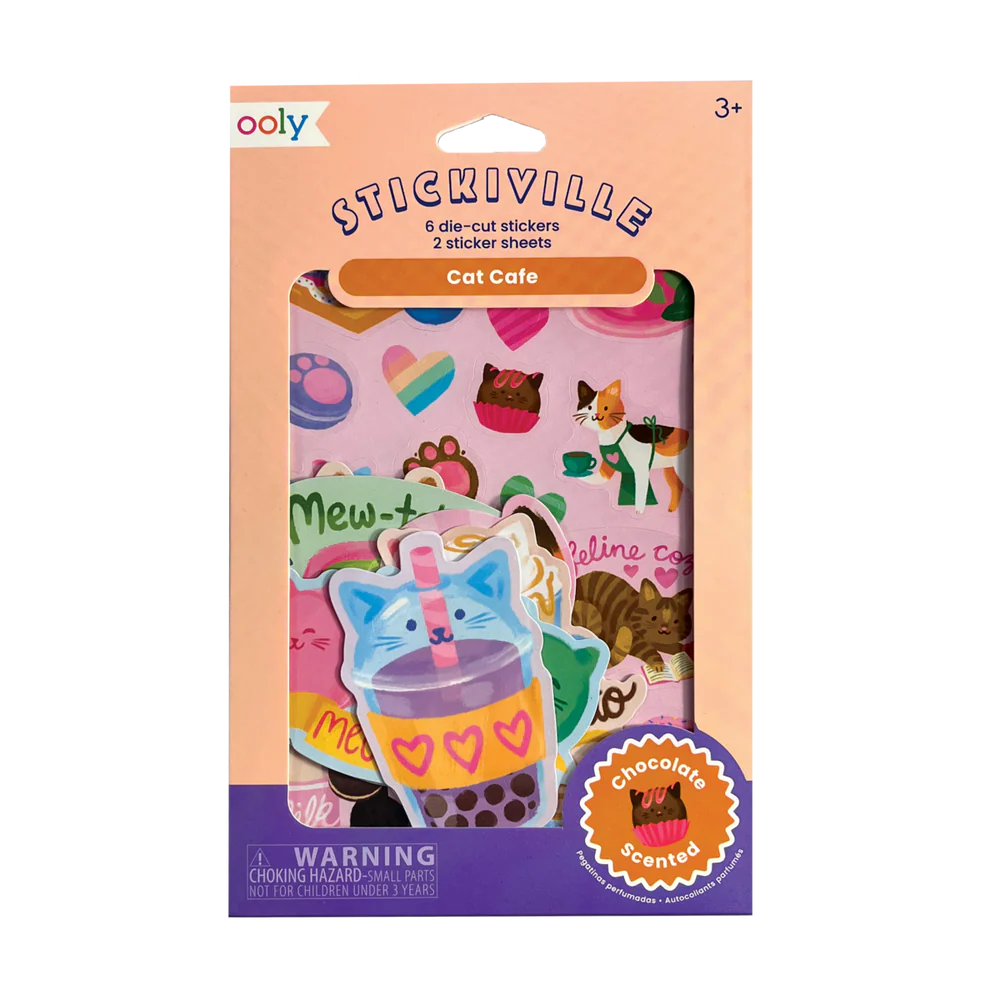 Stickiville Cat Cafe Chocolate Scented Stickers