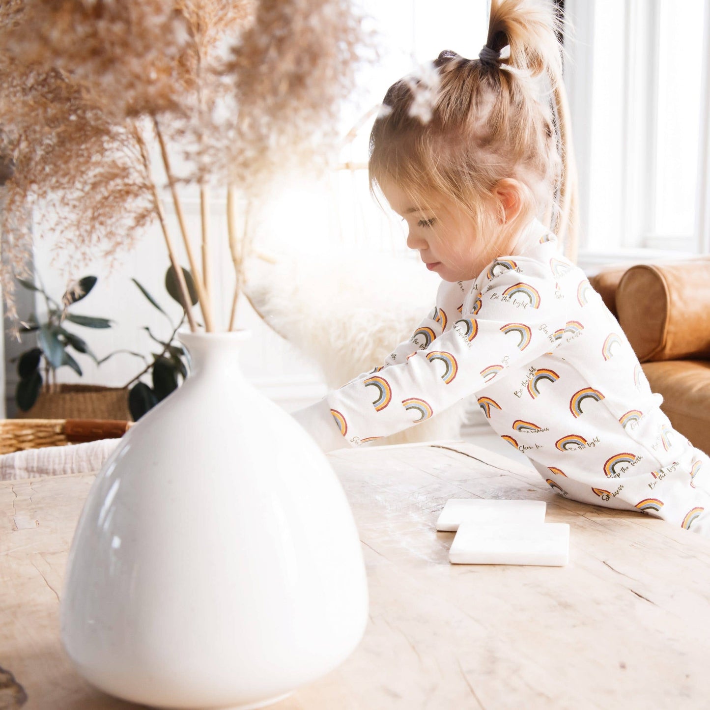 Long John Pajama Set - Rainbows: 12 small