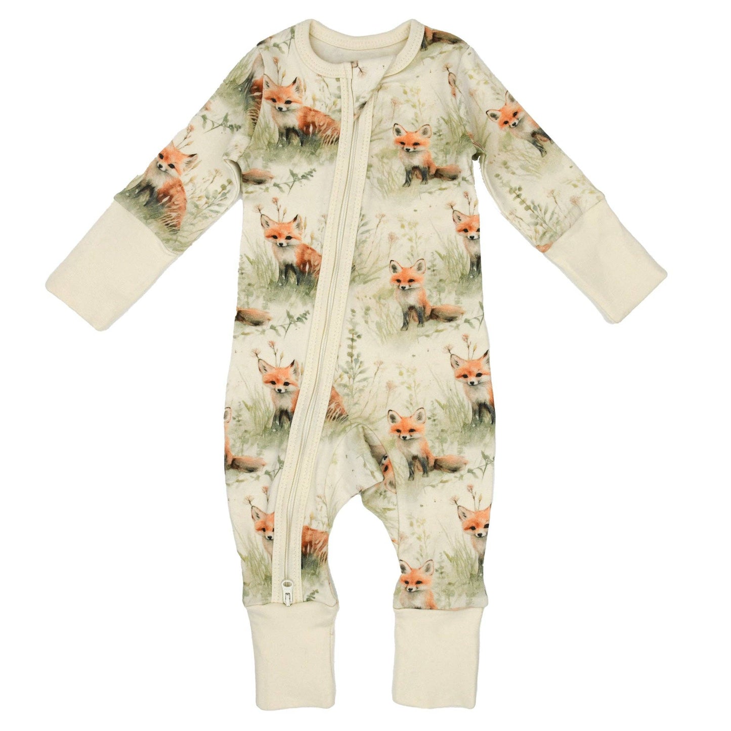Earthy - Organic Cotton Baby Pajamas 2-Way Zip Front Zipper Sleeper, Clover: 12-18M