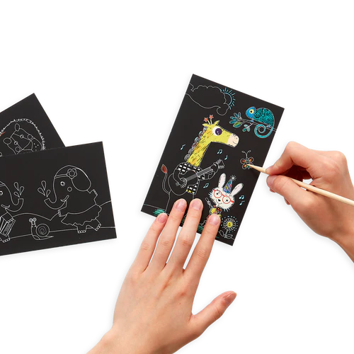 Mini Scratch and Scribble Safari Party Guided Artwork
