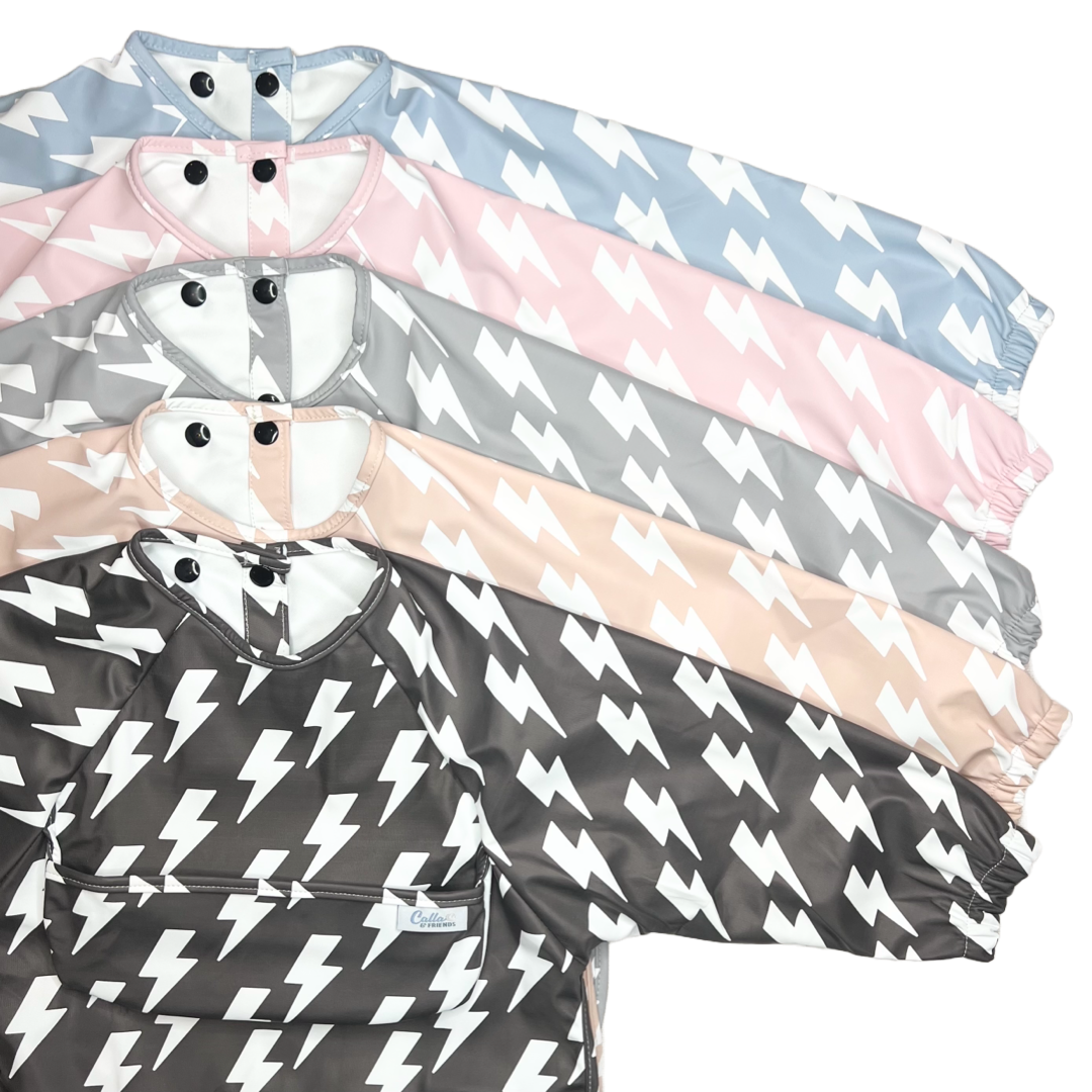The Grayson Long Sleeve Bib - Lightning Bolts: Khaki