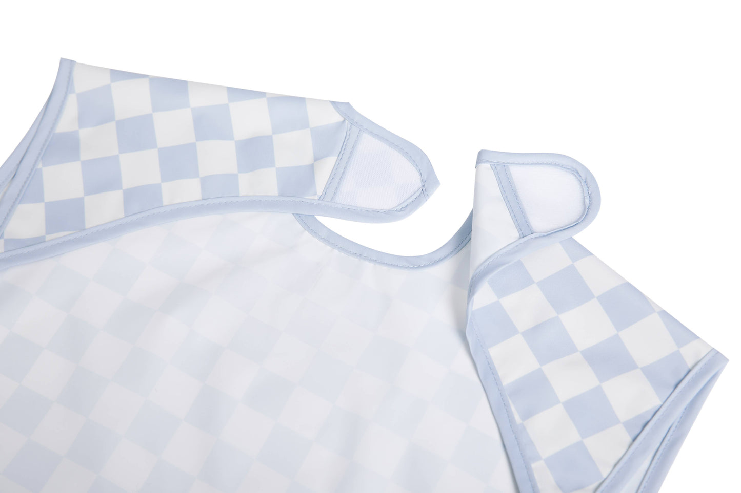 Ali & Oli Smock Bib for Baby & Toddler Short Sleeve (Blue Checkers)