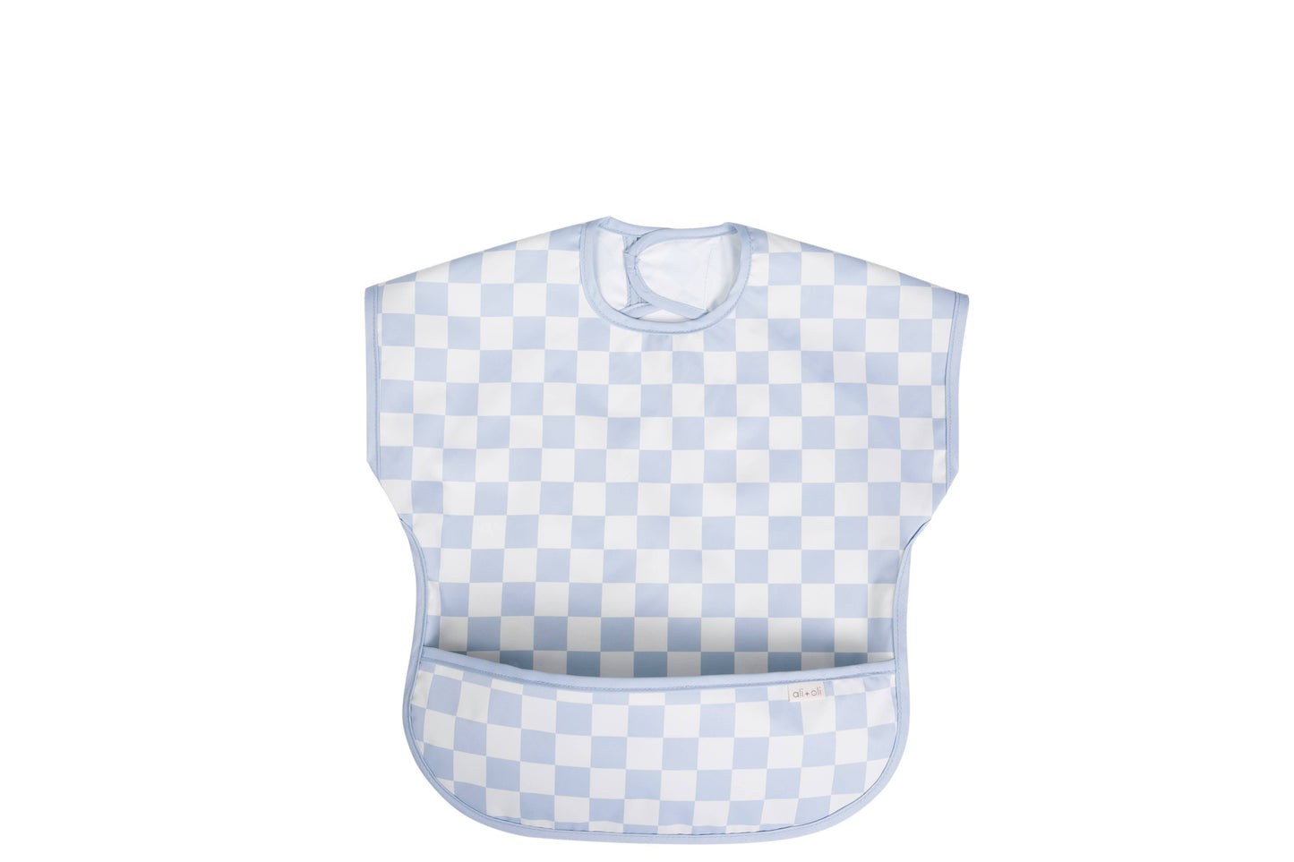 Ali & Oli Smock Bib for Baby & Toddler Short Sleeve (Blue Checkers)