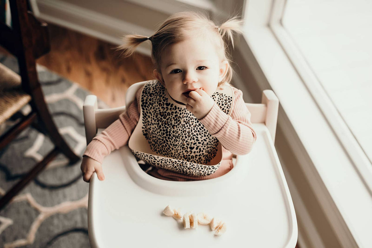 Three Little Tots -Leopard Print Silicone Bib with Crumb Catcher