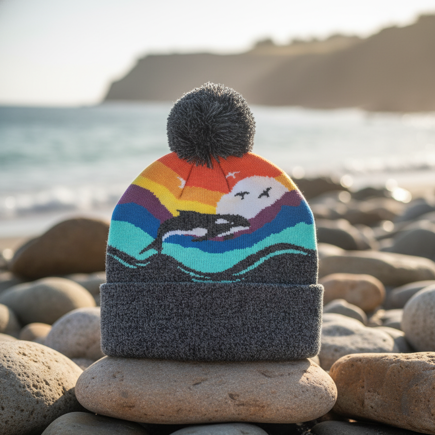 Orca Kids Beanie Hat – Colorful Knit Winter Hat for Little Ocean Explorers: Adults