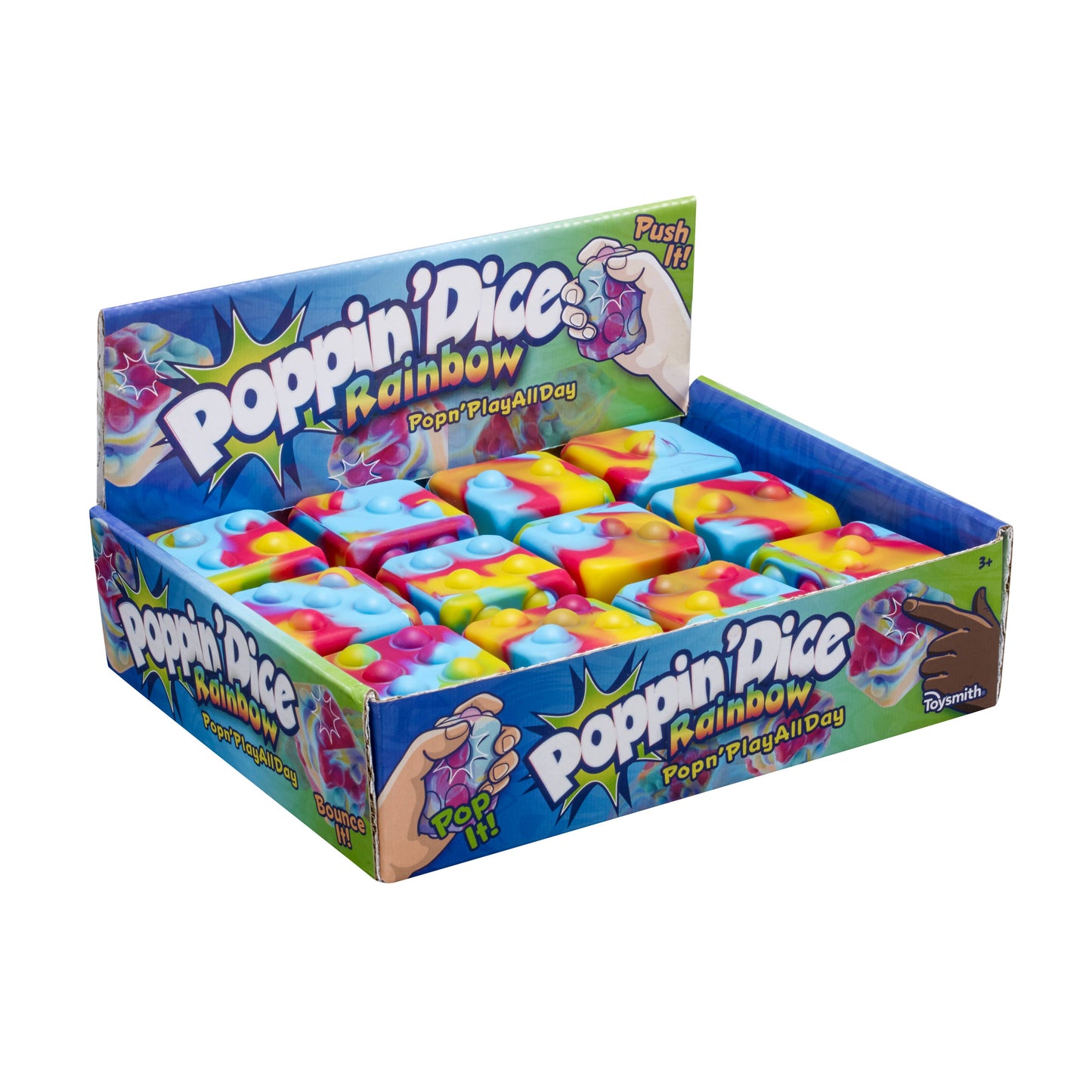 Poppin Dice' - Rainbow Satisfying Fidget Toy, Rainbow Colors