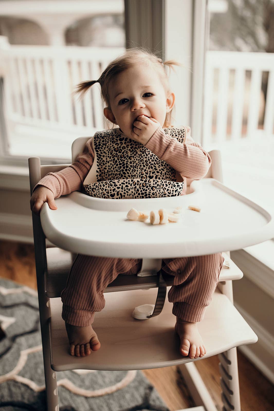 Three Little Tots -Leopard Print Silicone Bib with Crumb Catcher