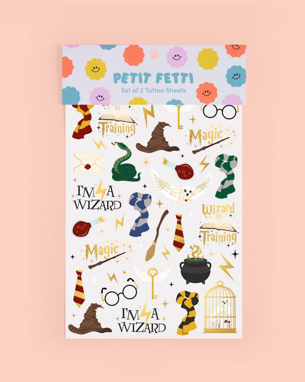 Wizard Tats - 56 temporary tattoos, kids party, Harry Potter