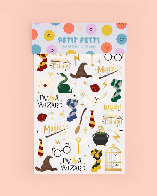 Wizard Tats - 56 temporary tattoos, kids party, Harry Potter