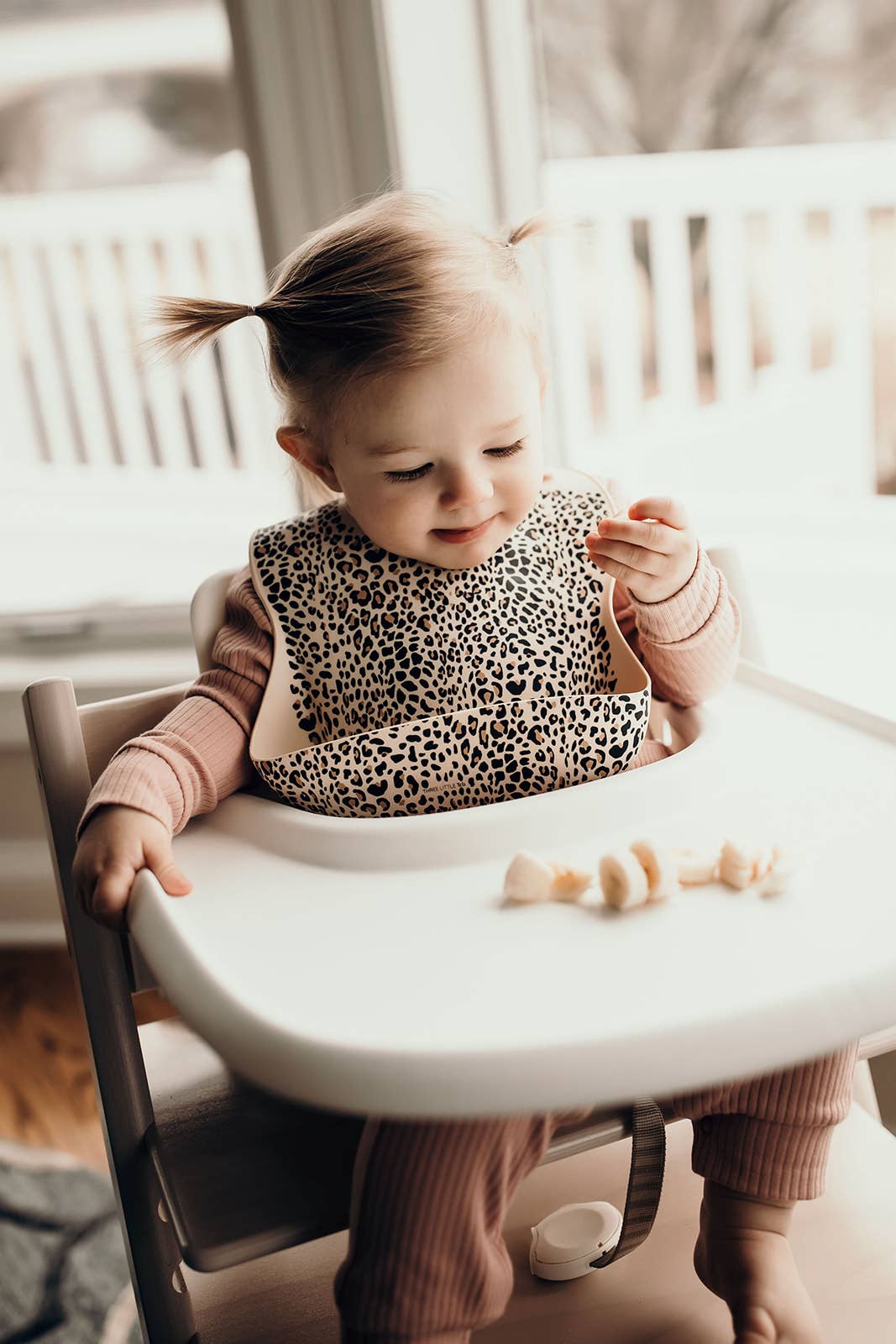 Three Little Tots -Leopard Print Silicone Bib with Crumb Catcher