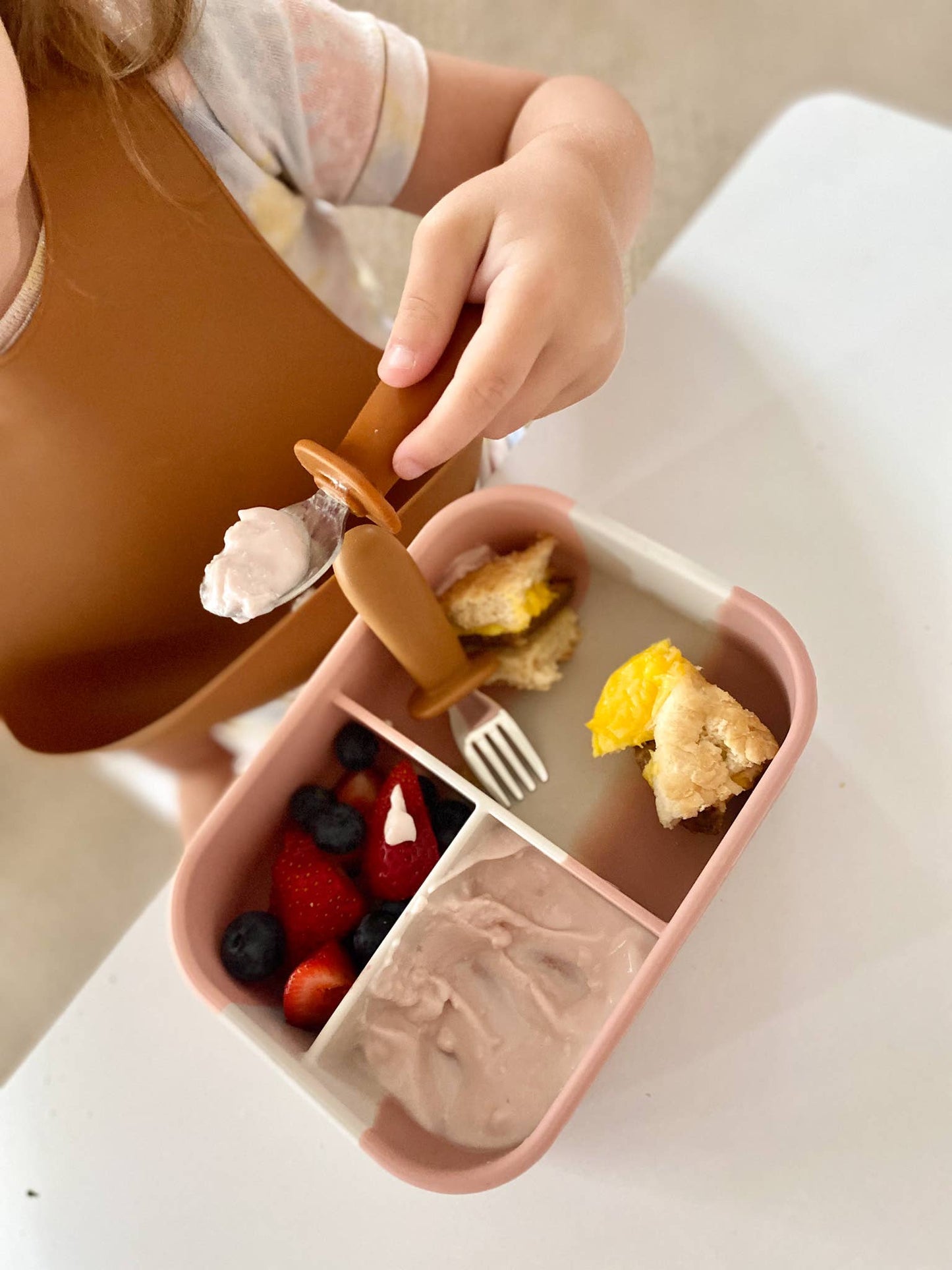 Divided Silicone Bento Lunch Box | Pink Tie Dye