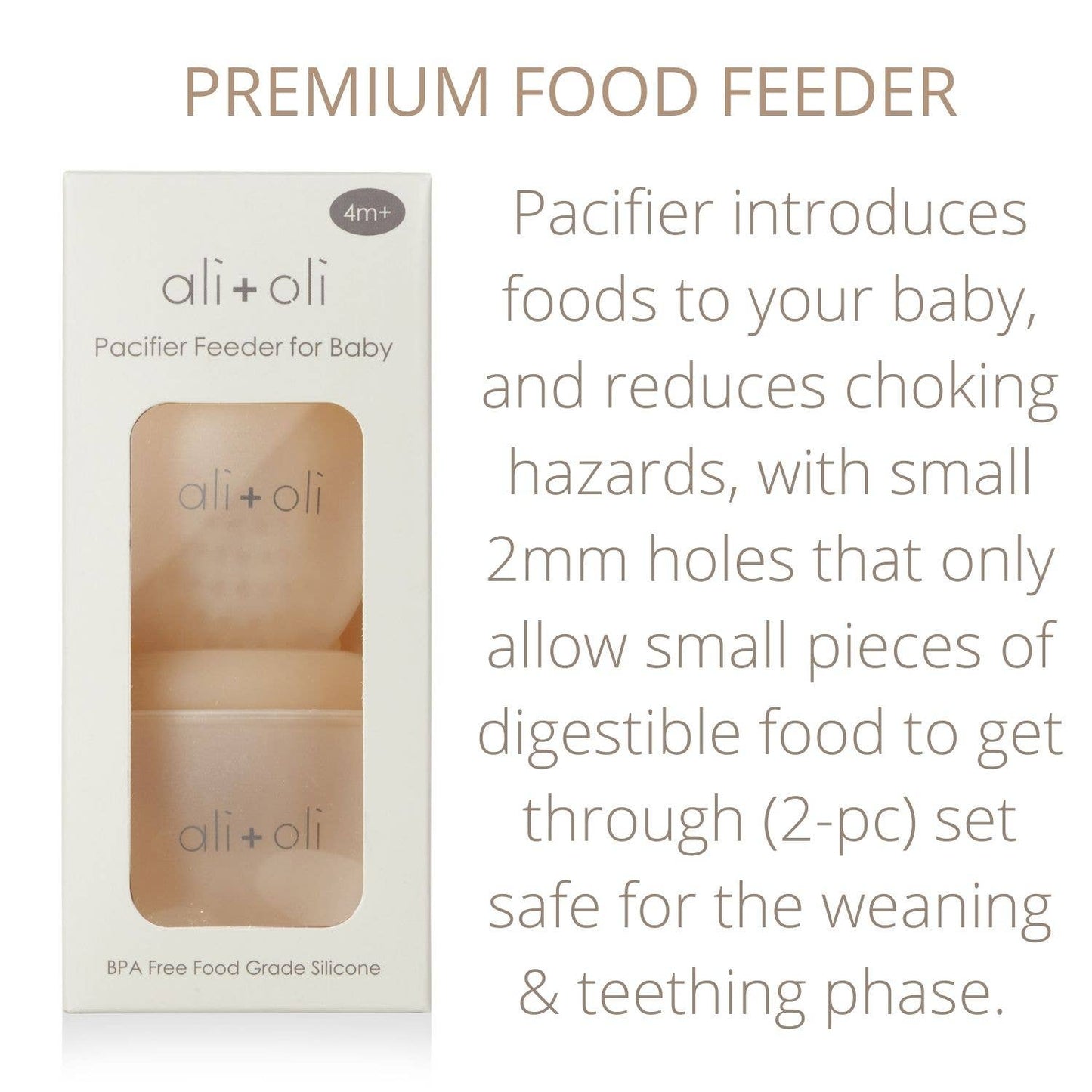 Ali & Oli Silicone Food & Fruit Feeder set of 2 sizes Oat & Coco