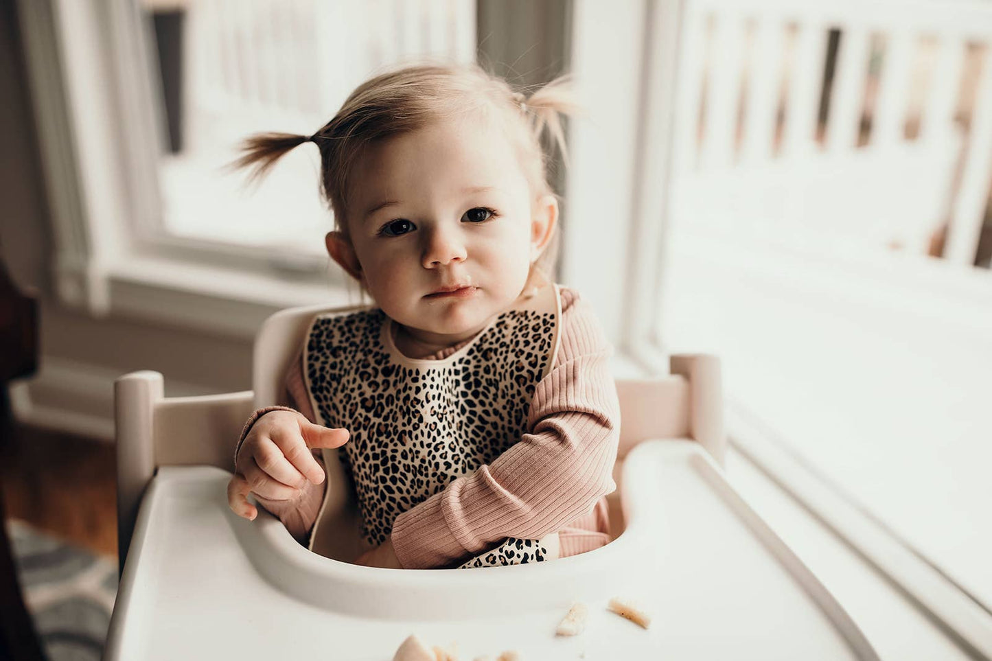 Three Little Tots -Leopard Print Silicone Bib with Crumb Catcher