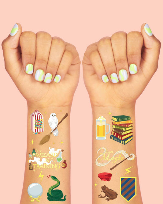 Wizard in Training Tats - 60 foil temporary tattoos, magic