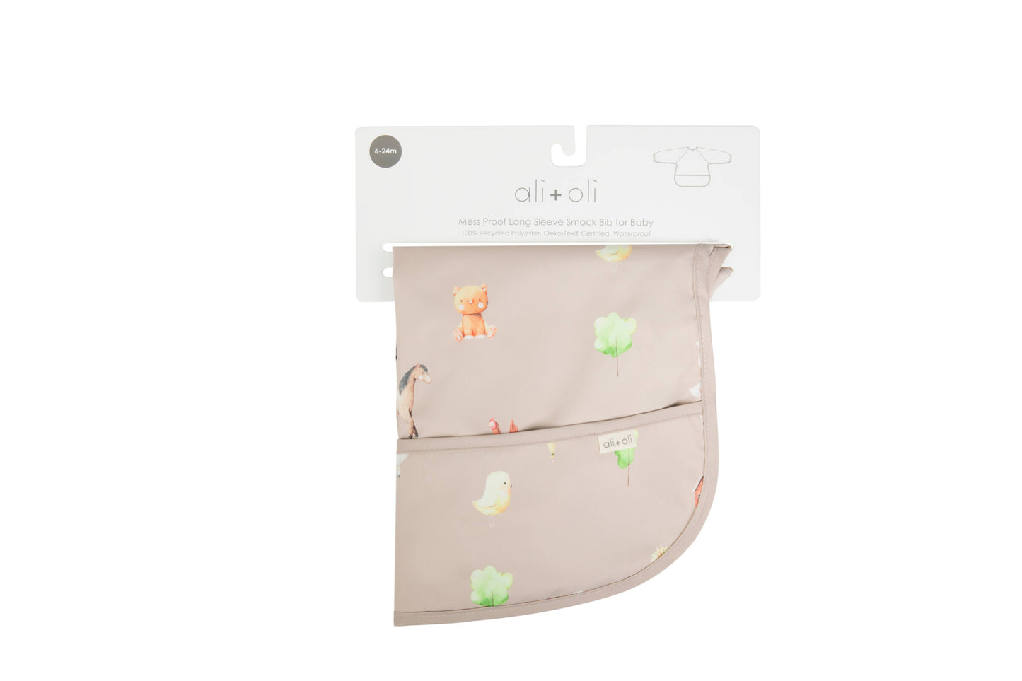 Ali & Oli Smock Bib for Baby & Toddler Long Sleeve (Farm)