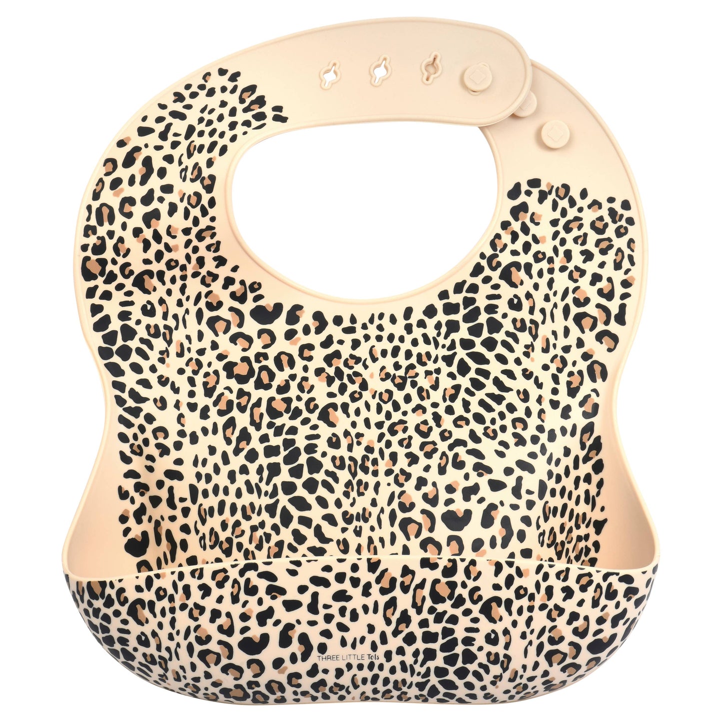 Three Little Tots -Leopard Print Silicone Bib with Crumb Catcher