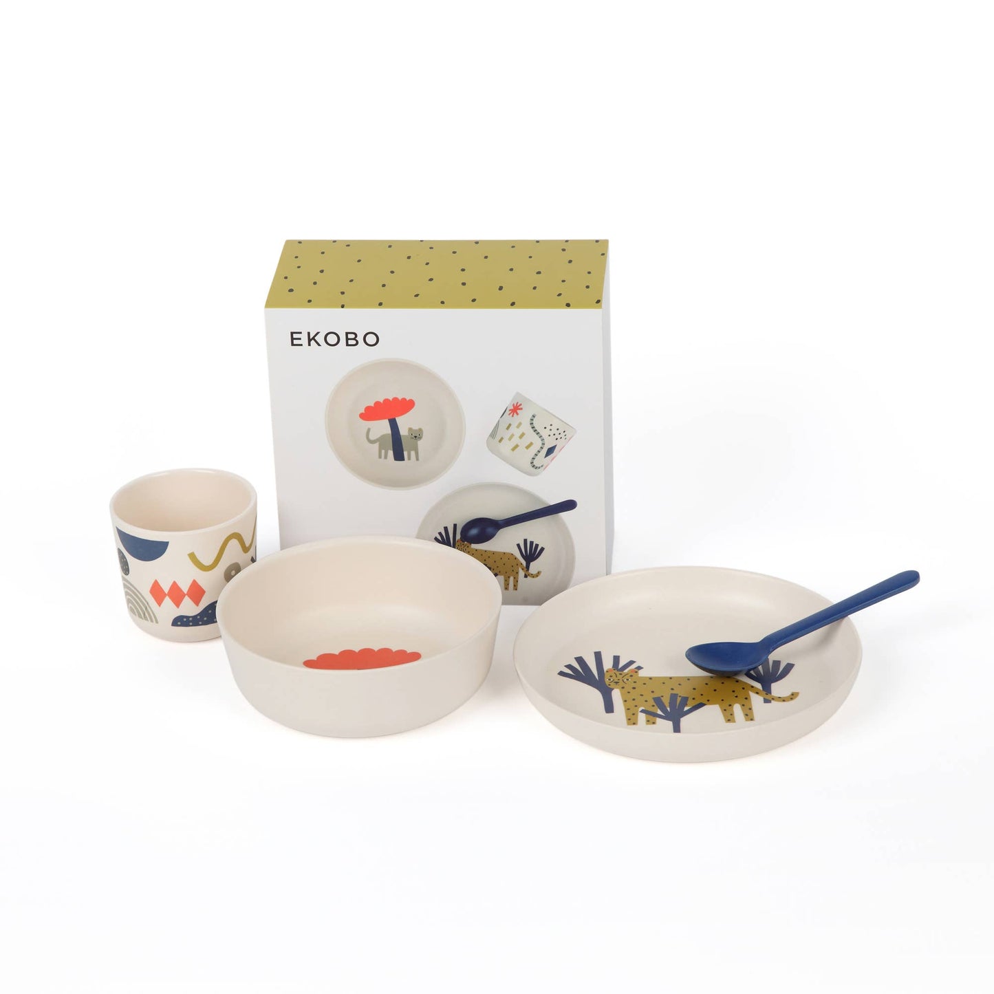EKOBO- Dish Illustrated Kid Set - Leopard