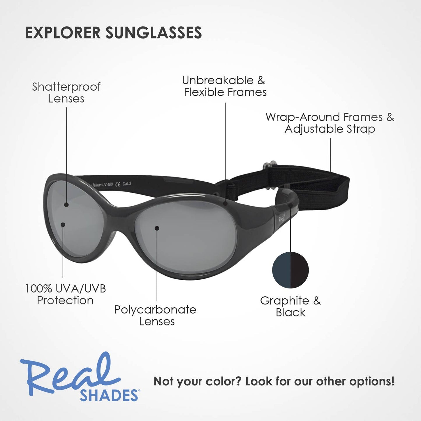 Explorer Flexible Frame Sunglasses for Kids 4+: Navy/Orange