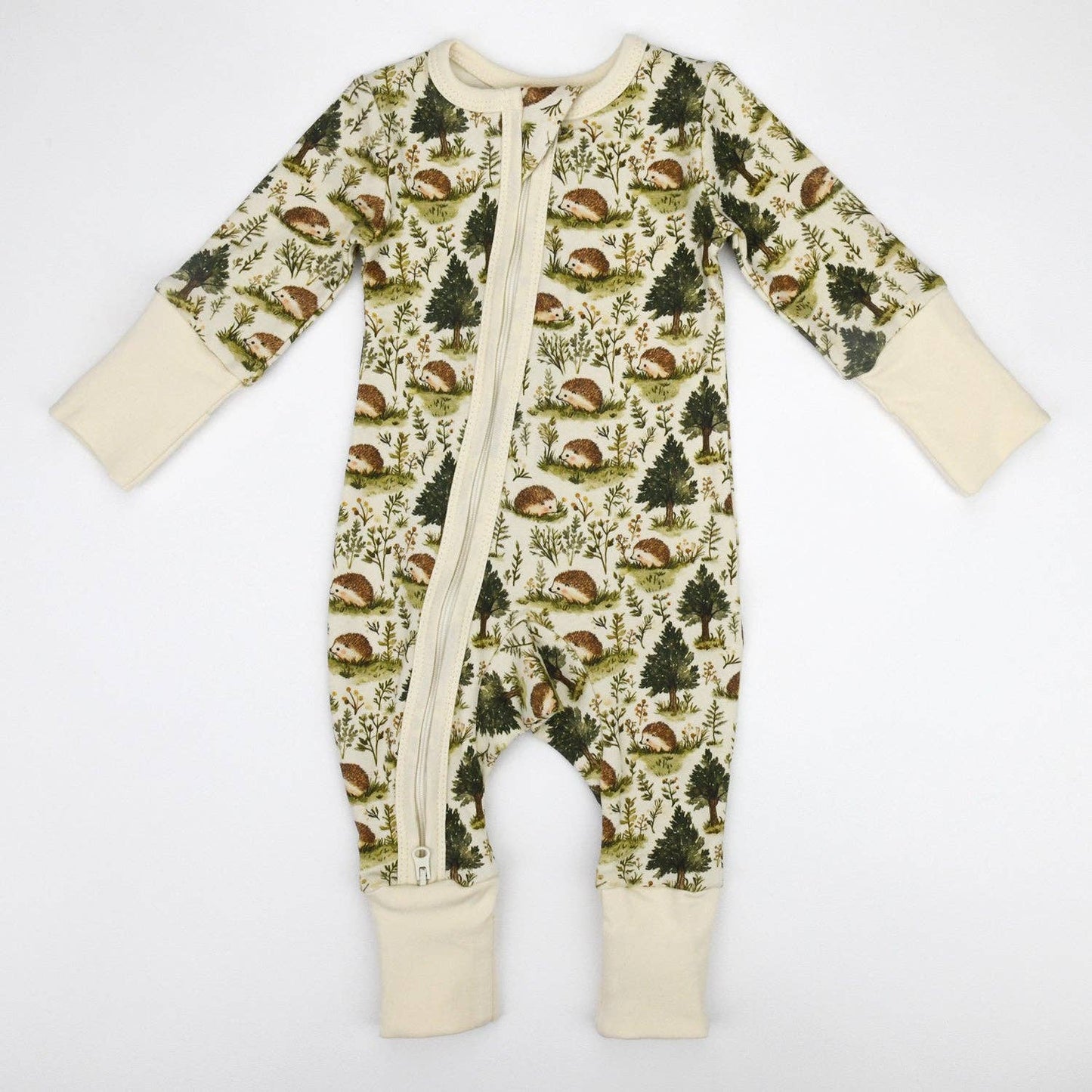 Earthy - Organic Cotton Baby Pajamas 2-Way Zip Front Zipper Sleeper, Caraway: 0-3M