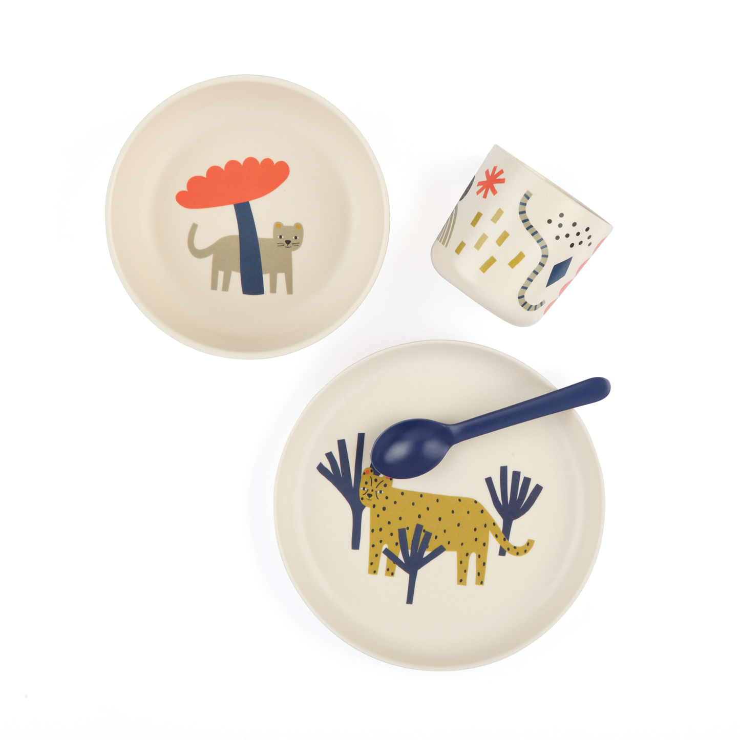 EKOBO- Dish Illustrated Kid Set - Leopard