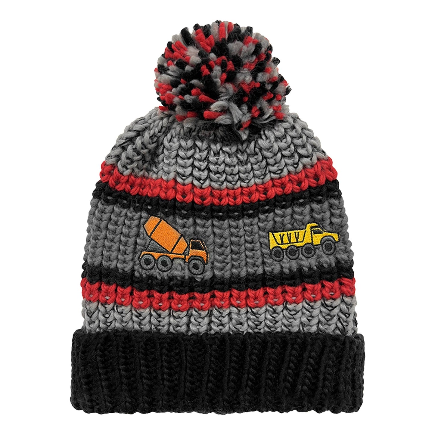 Boys Knit Cuff Hat w. Embroidered Trucks Size 2-4 Toddler