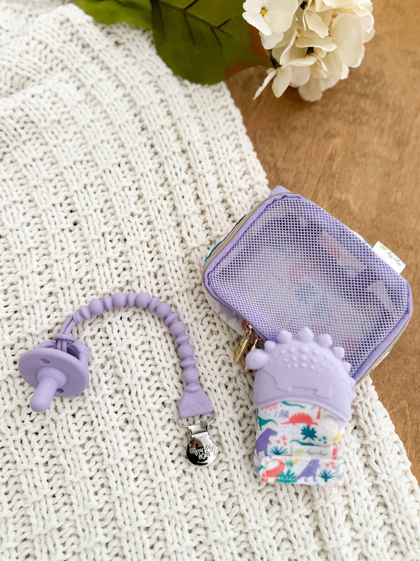 Sweetie Strap™ Pacifier Clips: Hazelnut Beaded