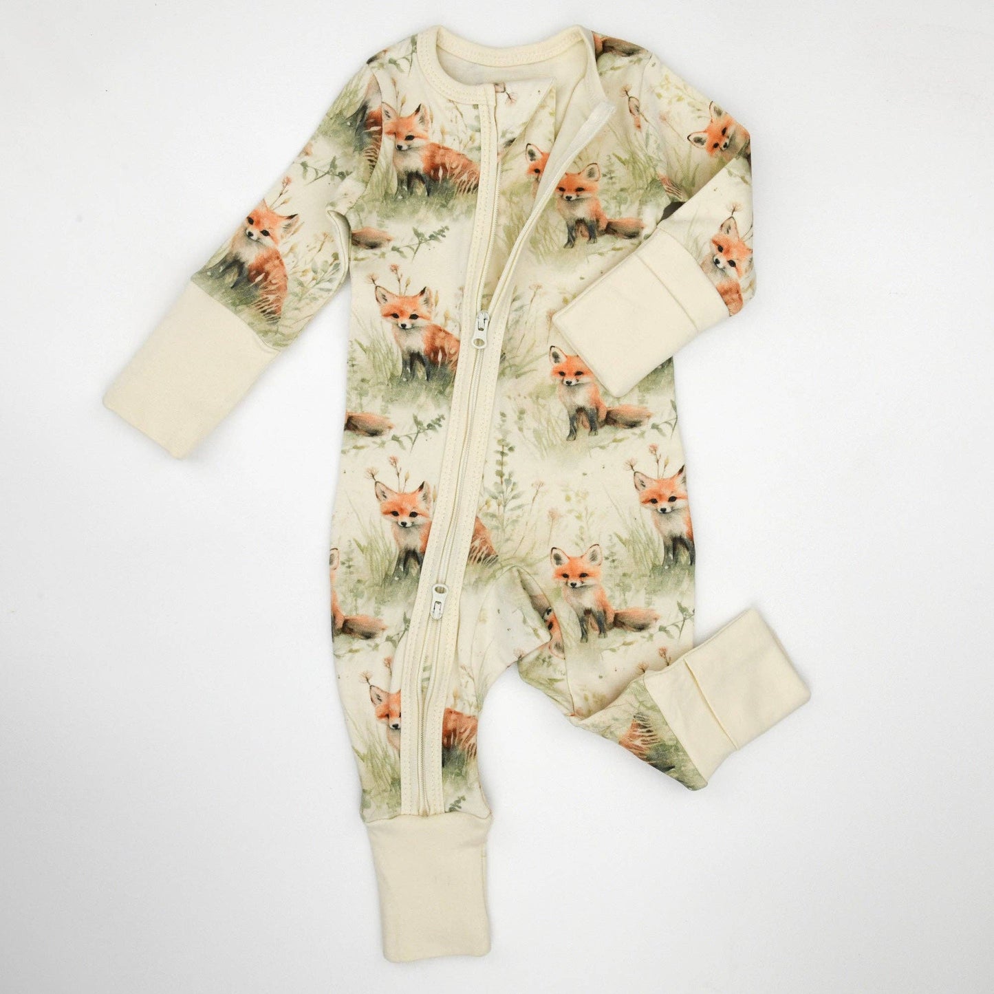 Earthy - Organic Cotton Baby Pajamas 2-Way Zip Front Zipper Sleeper, Clover: 12-18M