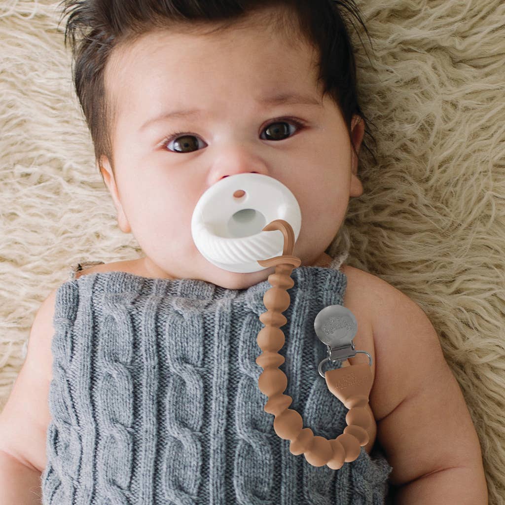 Sweetie Strap™ Pacifier Clips: Hazelnut Beaded