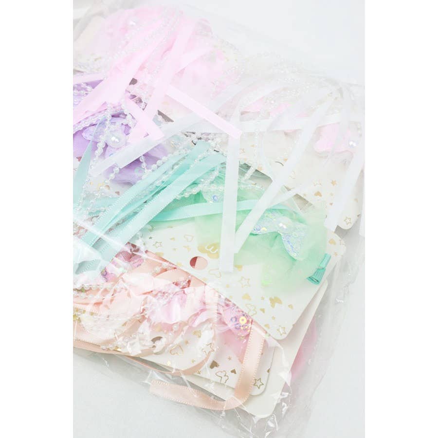 Sequin Bow Long Ribbon Hair Clips