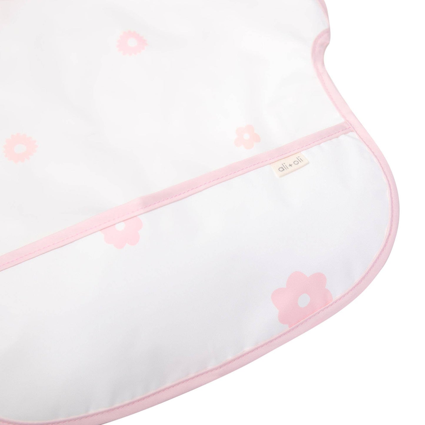 Ali & Oli Smock Bib for Baby & Toddler Short Sleeve (Pink Flowers)