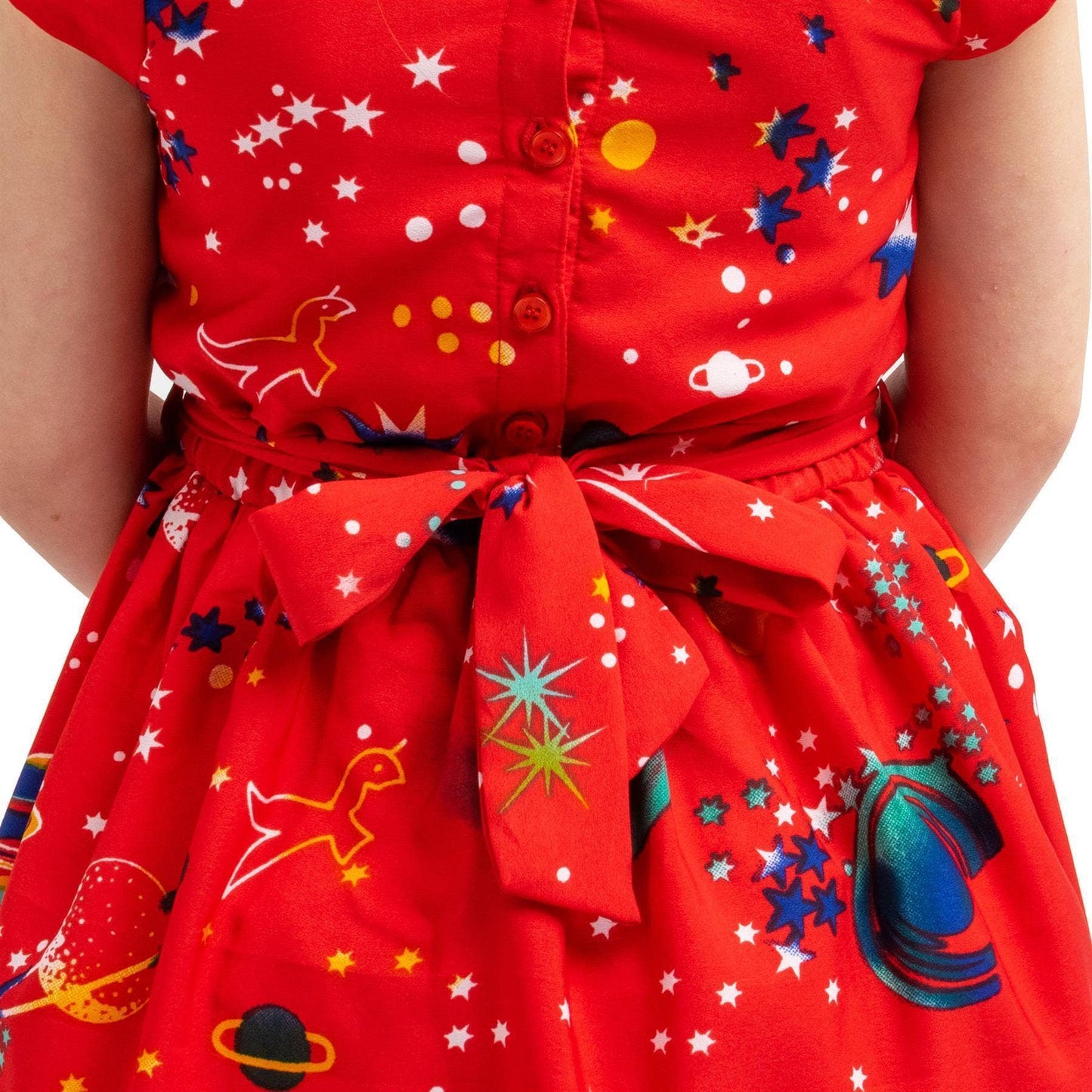 Girls Kids Vintage Style Peter Pan Collar Dresses Galaxy Red Age 3-12 Years: AGE 9-10 Years