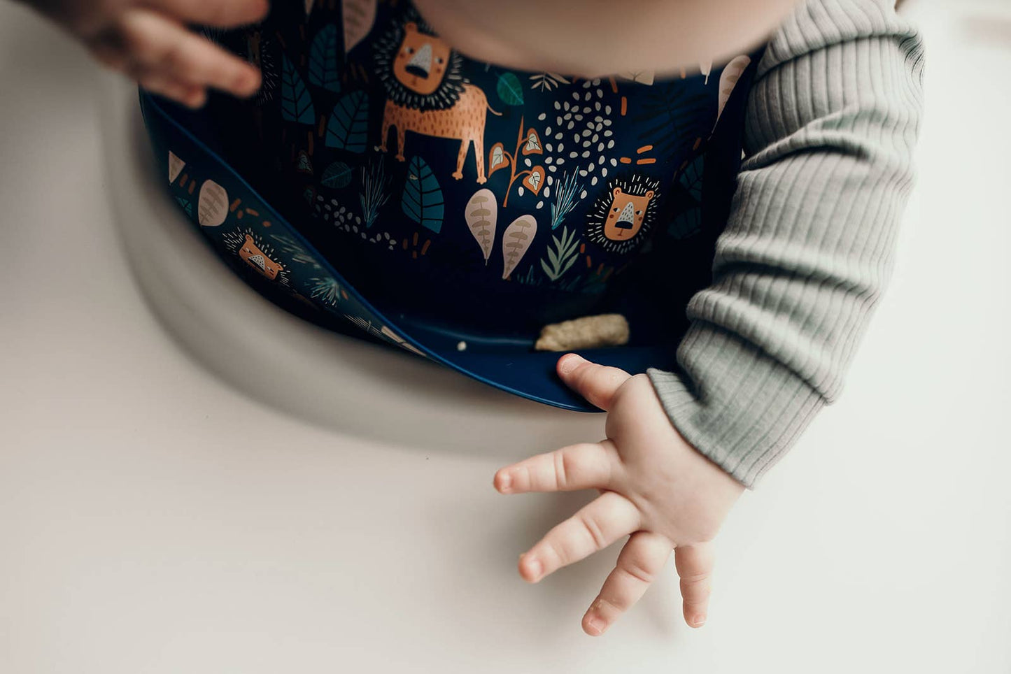Three Little Tots -Zoo Lion Print Silicone Bib with Crumb Catcher