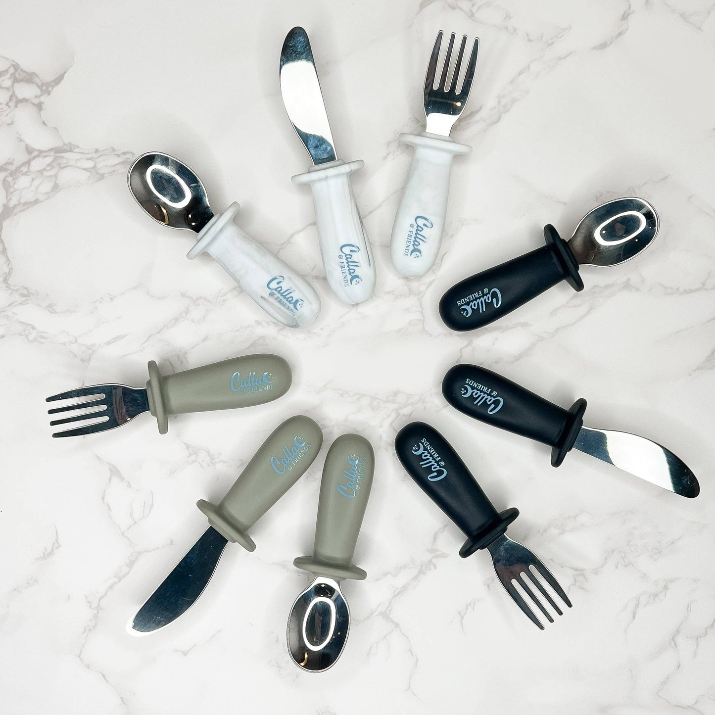 BLACKOUT Collection Silicone & Stainless Steel Toddler Utensil Set: BLACKOUT