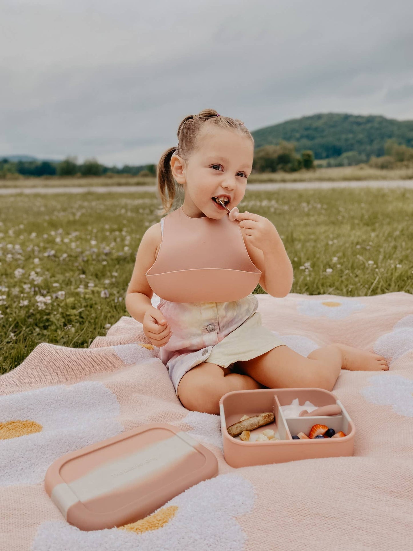 Divided Silicone Bento Lunch Box | Pink Tie Dye