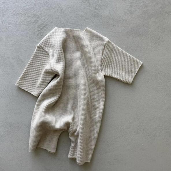 Annie & Charles® premium waffle pique one-piece: Cream / 6-12 M