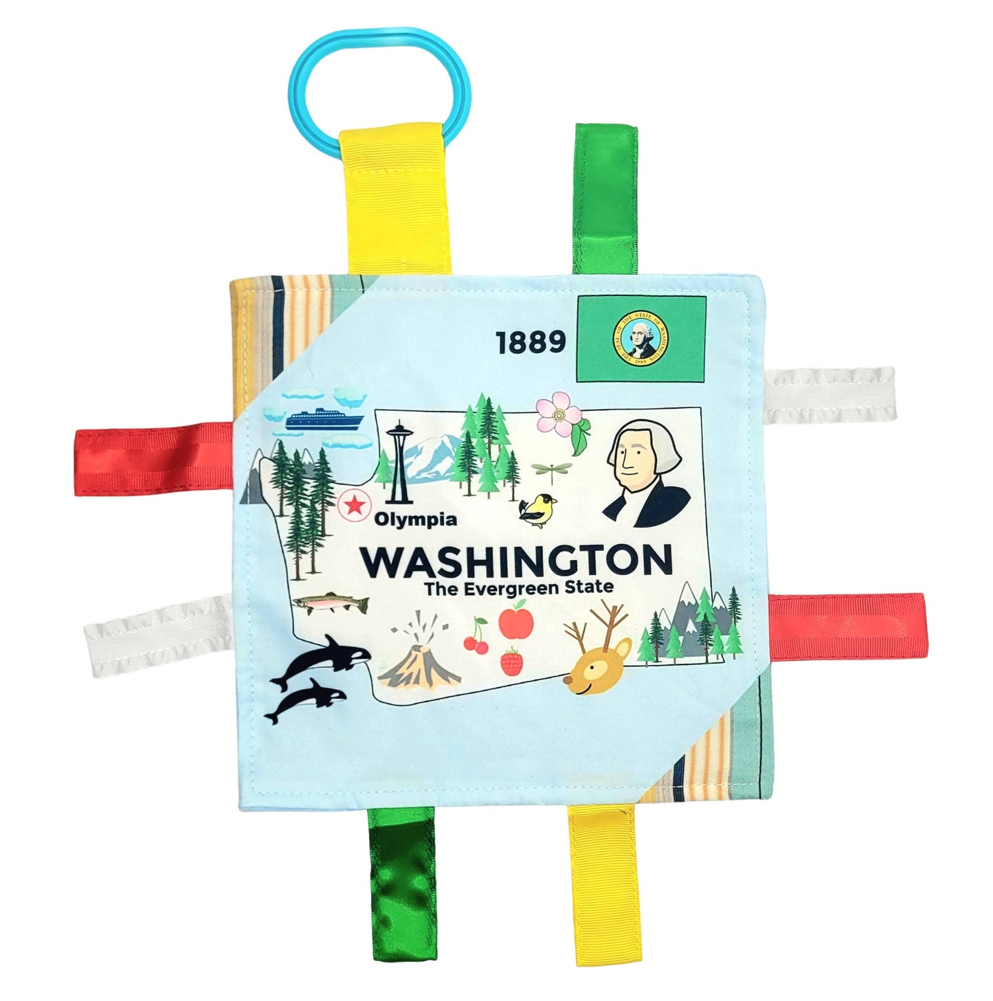 Washington State Baby Crinkle Tag Square 8"x 8" Toy