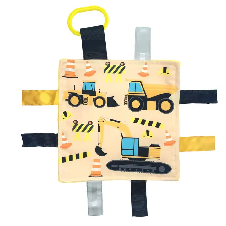 Baby Jack Construction Worker and Trucks Crinkle Tag Square 8"X 8"