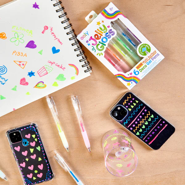 Jelly Gloss Neon Deco Multi-Surface Gel Pens Set of 6