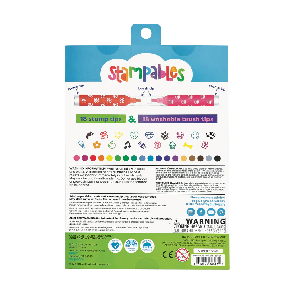 Stampables Double-Ended Brush & Stamp Markers Set of 18