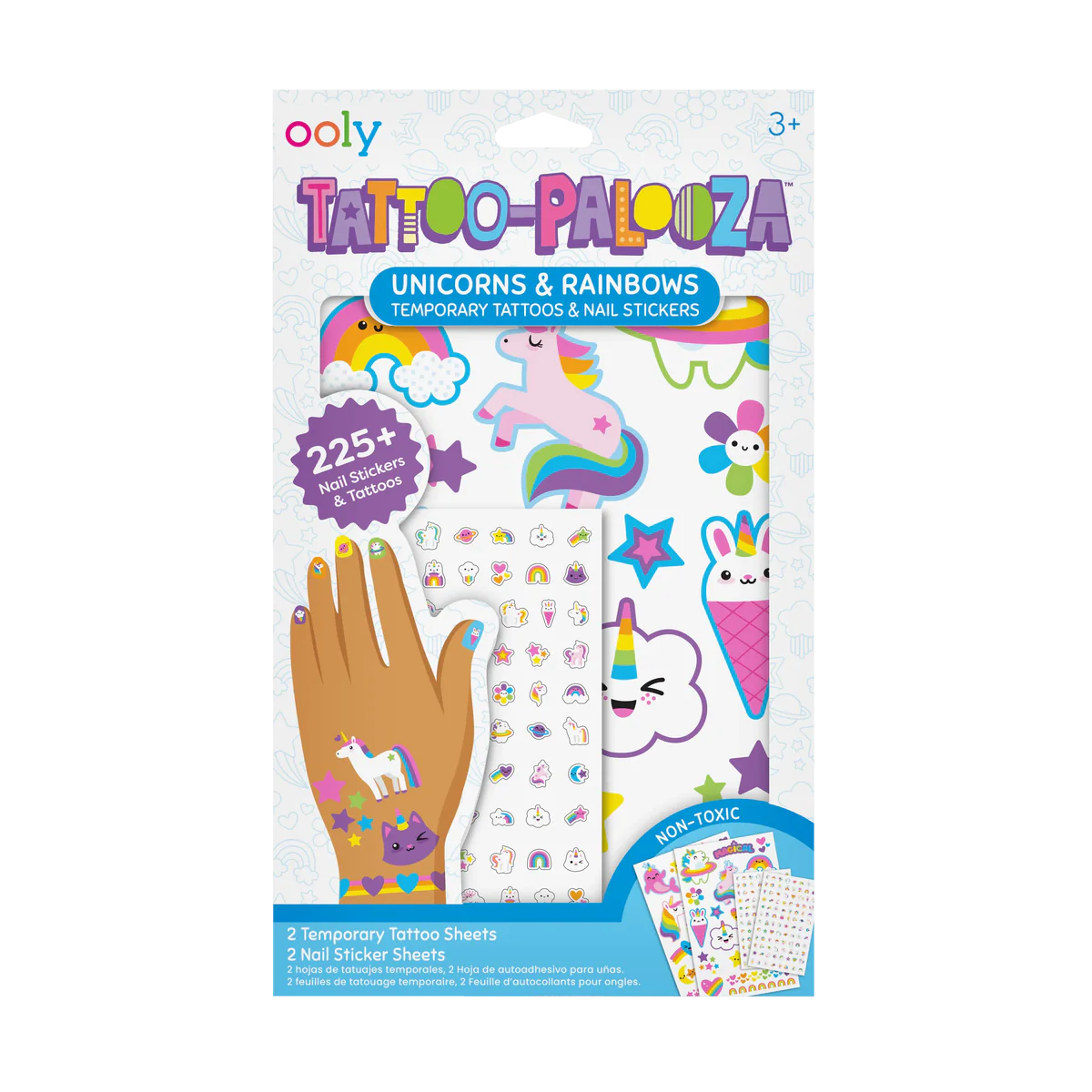 Ooly Tattoo-Palooza Unicorns & Rainbows Temporary Tattoos & Nail Stickers