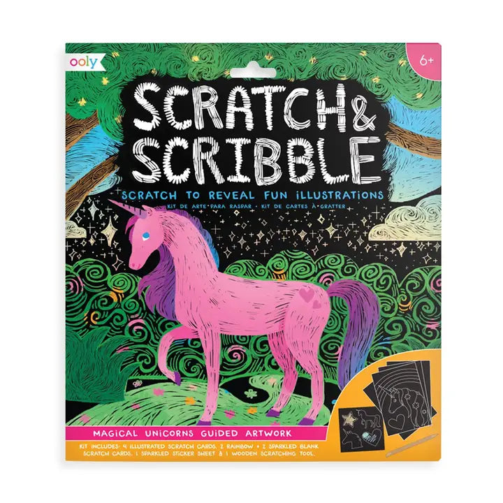 Ooly Scratch & Scribble Magical Unicorns Diy Craft Kit for Kids
