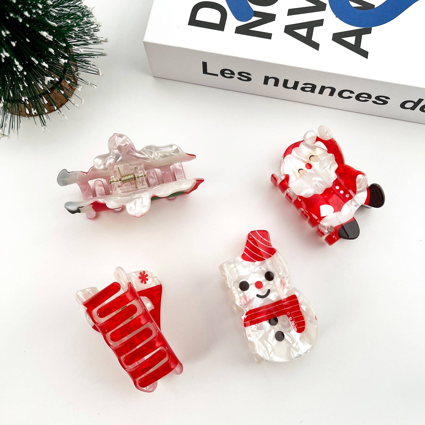 Cute Santa Claus Hair Clip, Red Christmas Claw Clips: D