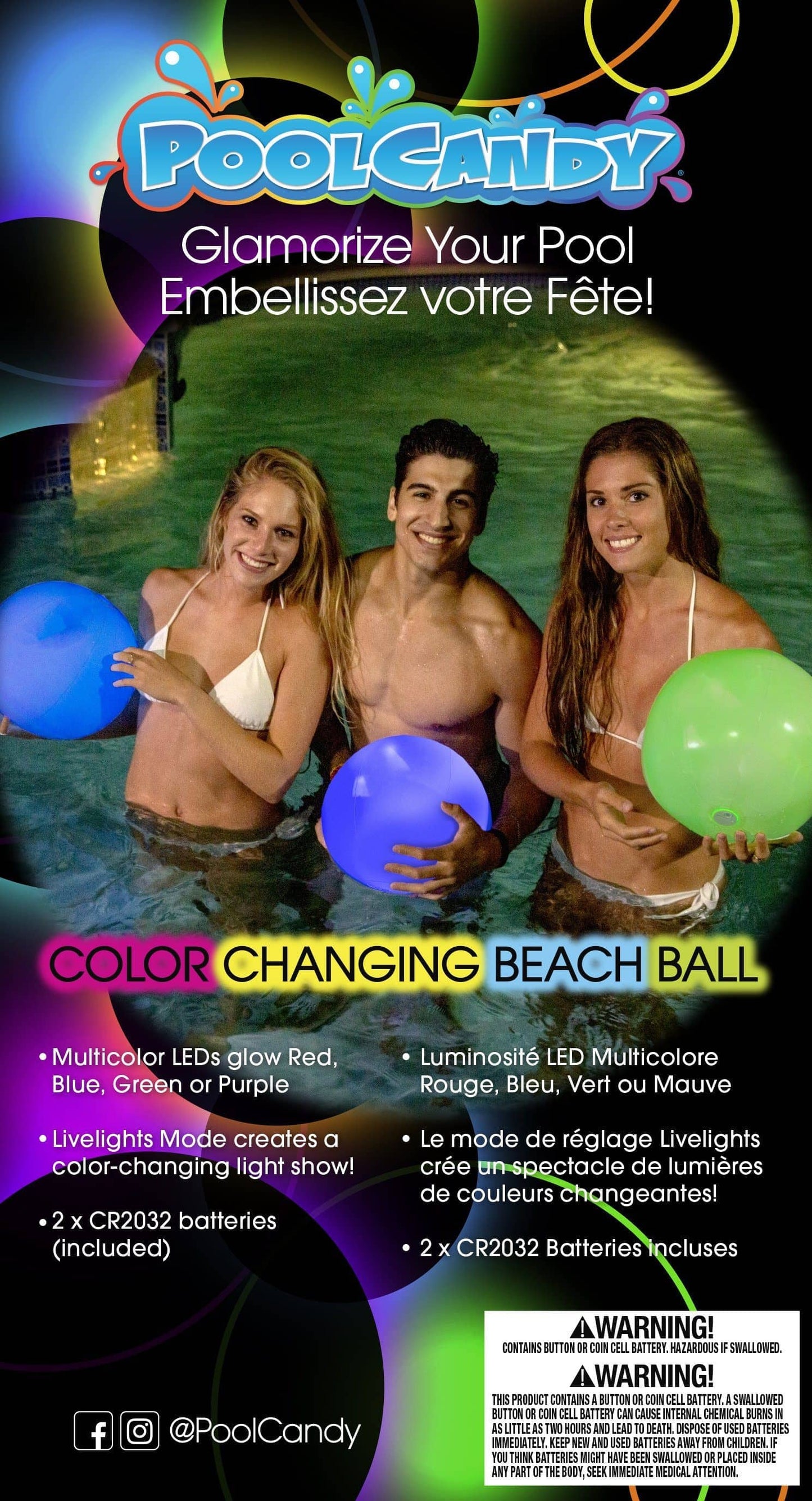Illuminated Color Changing Jumbo LED Beach Ball PoolCandy