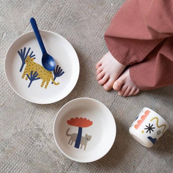 EKOBO- Dish Illustrated Kid Set - Leopard
